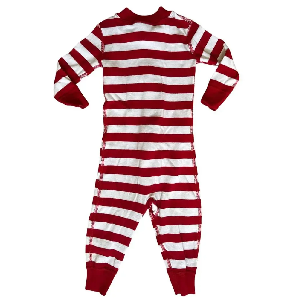 Hanna Andersson Red & White Striped One-Piece Pajamas Size 12-18 months